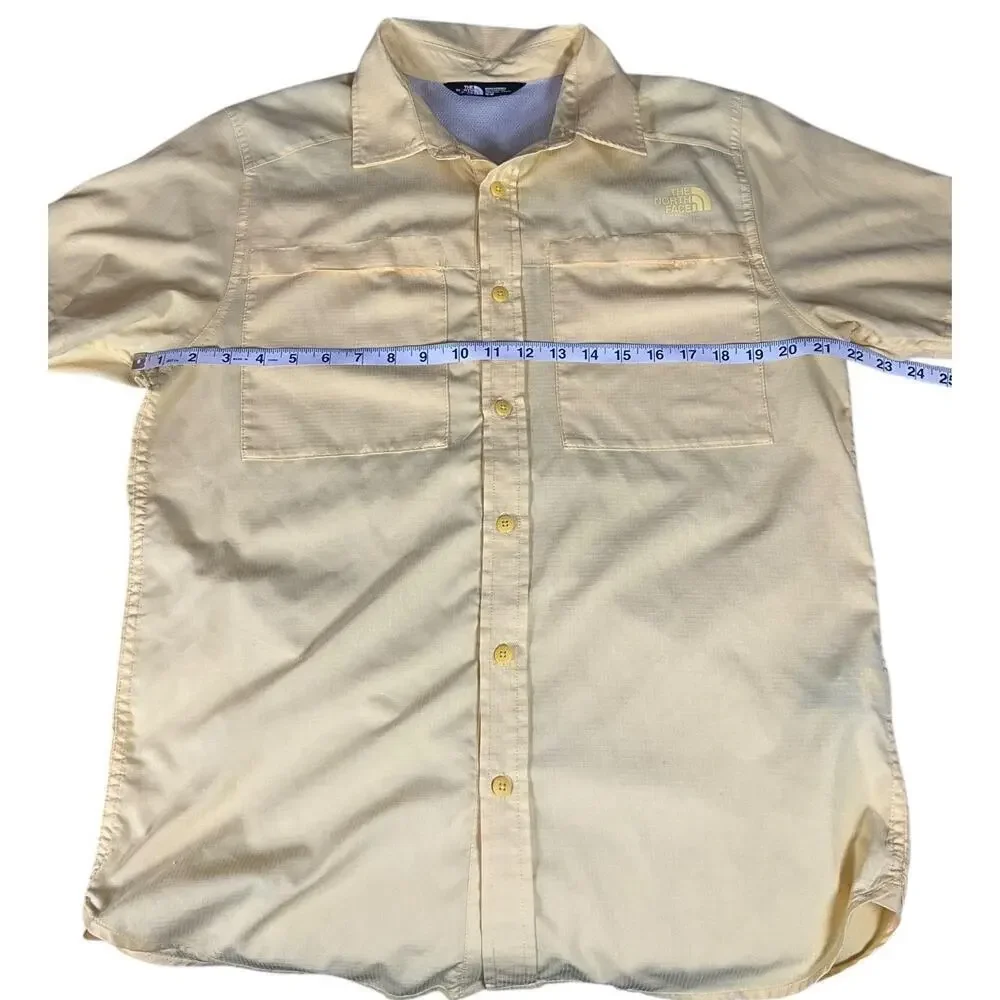 The North Face Yellow Ripstop Fishing Travel Short Sleeve Mens Shirt Size Medium